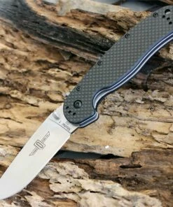 Ontario RAT Model 1 Folder, 3.5" D2 Blade Steel, Black Carbon Fiber Handle