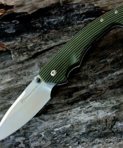 Kilimanjaro, 910016, Firma folder, 3.2 in. Curved Drop Point Satin Blade, Green Handle