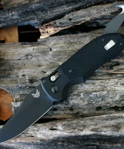 Benchmade Knives Benchmade Auto Triage 9170BK, 3.58 in. N680 Stainless Blade, Aluminum and G10 Handle, Black Plain Edge