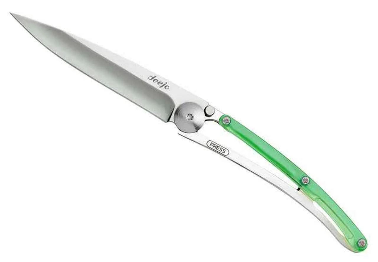 Deejo Knives Deejo DEE9AP003 Colors 27g, 3.12" 420 SS Plain Blade, Green Polycarbonate Handle 1 Deejo Knives Deejo DEE9AP003 Colors 27g, 3.12" 420 SS Plain Blade, Green Polycarbonate Handle
