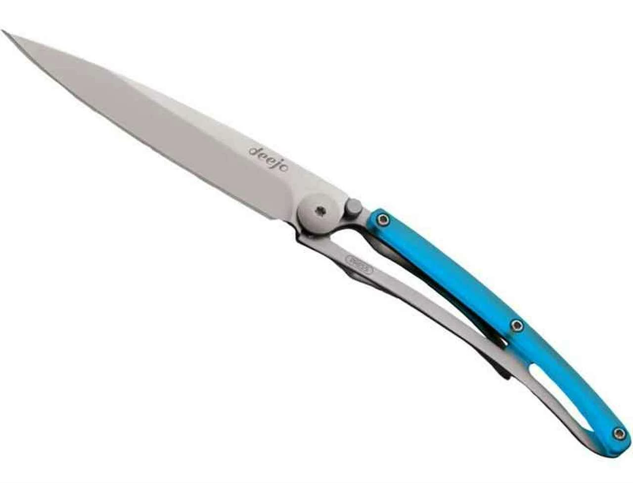 Deejo Knives Deejo DEE9AP010 Colors 27g, 3.12" 420 SS Plain Blade, Blue Lagoon Polycarbonate Handle 1 Deejo Knives Deejo DEE9AP010 Colors 27g, 3.12" 420 SS Plain Blade, Blue Lagoon Polycarbonate Handle