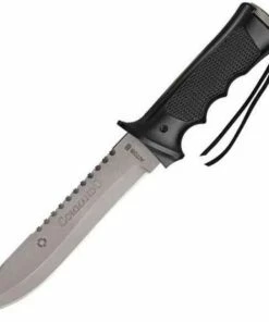 Aitor 16020 Commando & Survival Kit, 7" SS Plain Blade, Black Aluminum Handle, Black Nylon Sheath