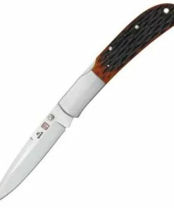 Al Mar 1005HJBT Eagle Talon, 4" AUS-8 Plain Blade, Honey Jigged Bone