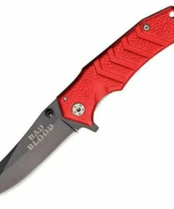 Bad Blood 0111RD Linerlock, 2.75" 440 SS Plain Blade, Red Aluminum Handle