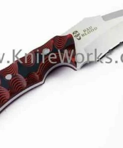 Bad Blood 0116K Razorhoof, 3.5" 8Cr14 SS Combo Blade, Red/Black G-10 Handle
