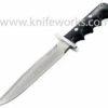 Blackjack Classic Knives BlackJack Halo Attack, Finger Grooved Black Canvas Micarta Handle, Leather Sheath