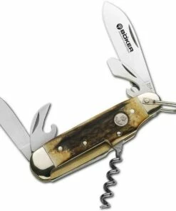 Boker Camp Knife, 4024 Stainless, Genuine Stag Handles