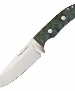 Boker BO620 Savannah, 4.6" N690BO SS Plain Blade, Micarta Handle, Leather Sheath