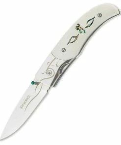 Browning Knives Browning Buckmark Art Small Folder, Mo-V, Micarta w/ Mother of Pearl Inlay