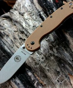 BRK Avispa Folder, Coyote Brown Nylon handles, Stonewash AUS-8 Blade, Plain Edge, Design by Esee Knives