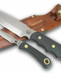 Knives of Alaska Bush Camp & Cub Combo, Suregrip Handles, Leather Sheath