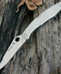 Spyderco Knives Spyderco C07PS Police, 4.125" VG-10 Combo Blade, Stainless Steel Handle
