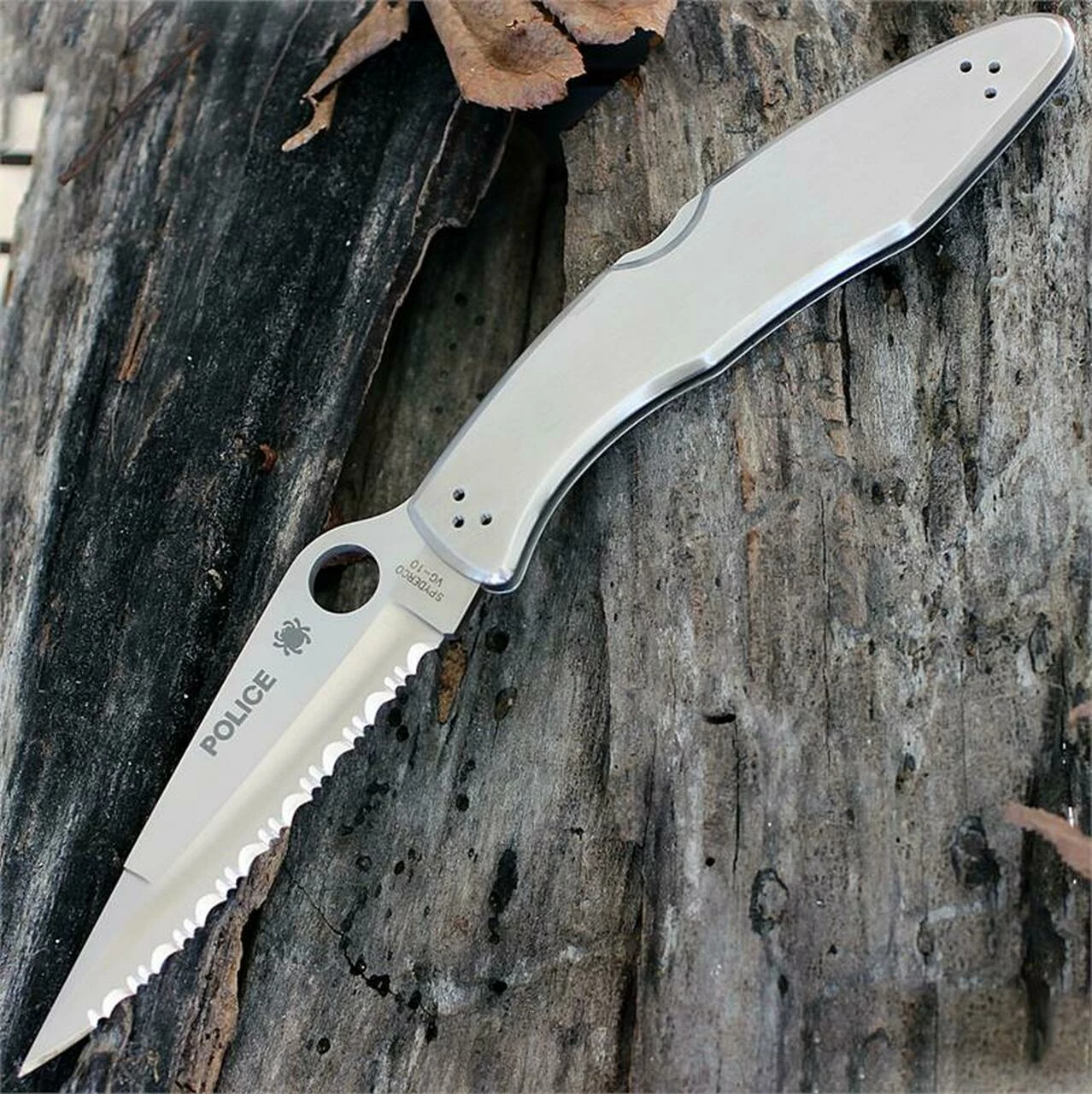 Spyderco Knives Spyderco C07S Police, 4.125" VG-10 Spyderedge Blade, Stainless Steel 1 Spyderco Knives Spyderco C07S Police, 4.125" VG-10 Spyderedge Blade, Stainless Steel