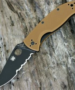 Spyderco Knives Spyderco Tenacious - Brown G-10 (3.4" Blk Partially Serrated) C122GPBBN