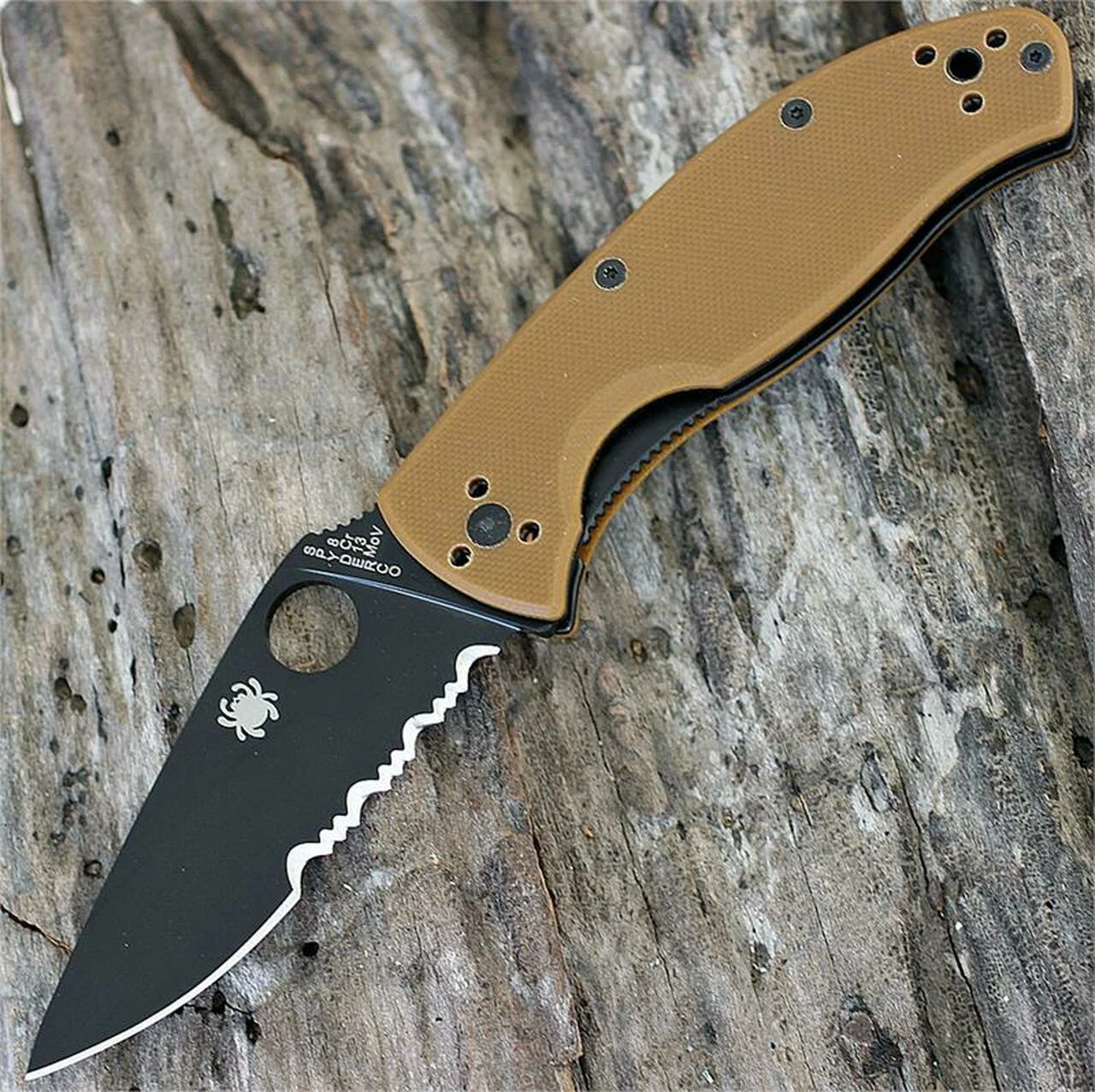 Spyderco Knives Spyderco Tenacious - Brown G-10 (3.4" Blk Partially Serrated) C122GPBBN 1 Spyderco Knives Spyderco Tenacious - Brown G-10 (3.4" Blk Partially Serrated) C122GPBBN