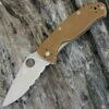 Spyderco Knives Spyderco Tenacious C122GPSBN Satin Serrated Edge Brown G-10 Handle