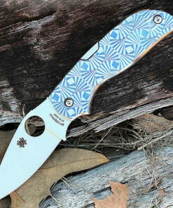 Spyderco Knives Spyderco Chaparral Blue Stepped Titanium C152STIBLP, 2.79" CTS XHP Plain Blade