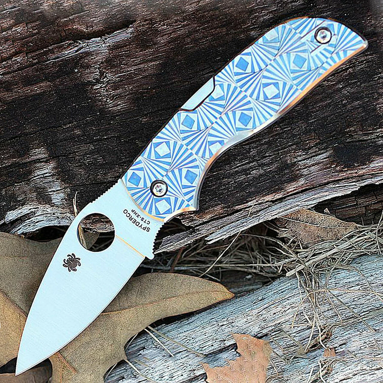 Spyderco Knives Spyderco Chaparral Blue Stepped Titanium C152STIBLP, 2.79" CTS XHP Plain Blade 1 Spyderco Knives Spyderco Chaparral Blue Stepped Titanium C152STIBLP, 2.79" CTS XHP Plain Blade