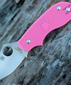 Spyderco Knives Spyderco Squeak Pink Heais C154PPN, 2.0" N690Co Plain Blade