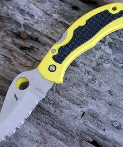 Spyderco Knives Spyderco C26SYL SNAP-IT SALT, 2.96" H-1 Serrated Blade, FRN/Kraton Handle