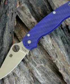 Spyderco Knives Spyderco C81GPDBL2 Para-Military 2, 3.42" CPM S110V Satin Plain Blade, Dark Blue G-10 Handle