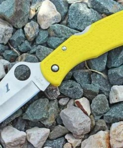Spyderco Knives Spyderco C91PYL Pacific Salt, 3.812" H1 Plain Blade, Yellow FRN Handle