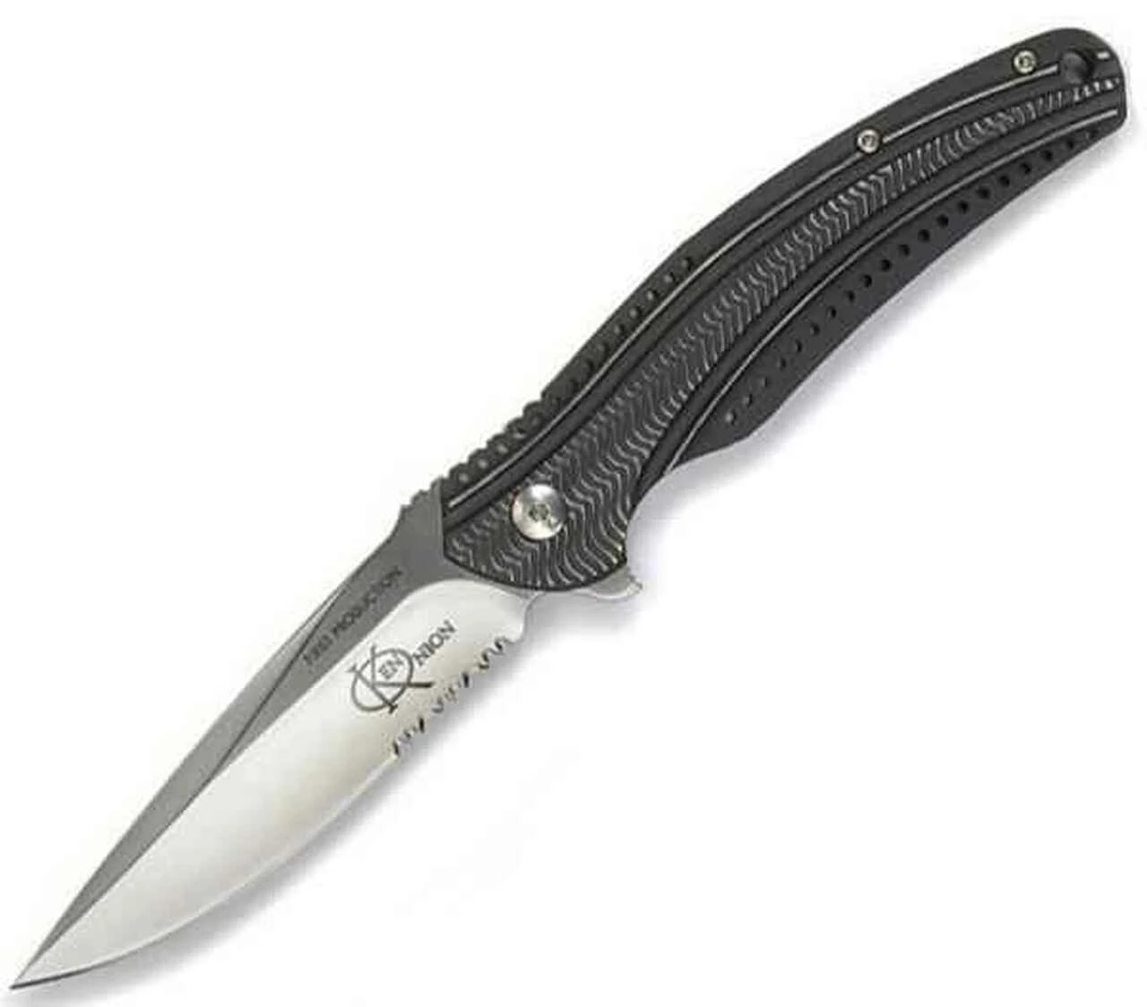 CRKT Columbia River Onion Ripple, Charcoal Stainless Steel Handle, Combo Edge 1 CRKT Columbia River Onion Ripple, Charcoal Stainless Steel Handle, Combo Edge