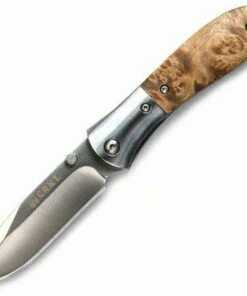 CRKT M4-02W, 3.25" 8Cr13MoV Plain Blade, Burl Wood Handle