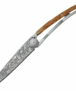 Deejo Knives Deejo DEE1CB014 Art Nouveau, 3.75" 3Cr13 SS Plain Blade, Juniper Wood Handle
