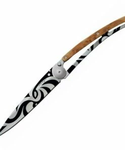 Deejo Knives Deejo DEE1CB020 Maori Juniper, 3.75" 3Cr13 SS Plain Blade, Juniper Wood Handle