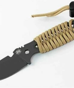 DPx H.E.S.T II Assault Fixed Blade, Niolox Steel, Desert Tan Paracord Wrap Handle, Black G-10 Scales Included