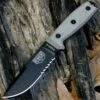 ESEE Knives, 4S-CP-MB-B, Black Double Blade,Combo Edge, Micarta Handle, Black Molded Sheath and Clip Plate, Molle Back