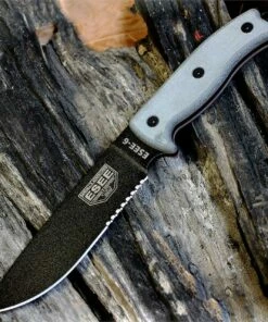 ESEE Knives, 6S-KO, Black Blade, Partially Serrated Edge, Micarta Handle, Knife Only, No Sheathing