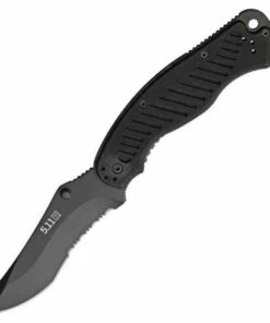 5.11 Tactical 51070 Ark Recurve, 5" AUS-8 Combo Blade, Black G-10 Handle