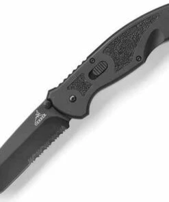 Gerber Answer 3.25, Black Aluminum Handle, Black Tanto, Combo edge