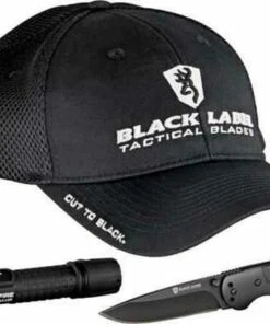 Browning Knives Browning BR136BL Cut to Black Combo, Knife, Flashlight, Hat