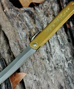 Higonokami Traditional Japanese style 3 5/8 in. steel blade, Brass Handle with Bamboo Etch