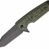Hogue EX02 3.75" Flipper, Tactical Tanto Blade with G-Mascus Green G-10 Handles