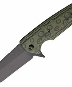 Hogue EX02 3.75" Flipper, Tactical Tanto Blade with G-Mascus Green G-10 Handles