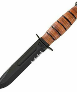 Ka-Bar Short USA Knife, Leather Sheath, Combo Edge