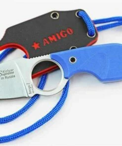 Kizlyar Supreme Amigo-Z Kneck Knife, AUS-8 Steel, Blue G-10 Handle
