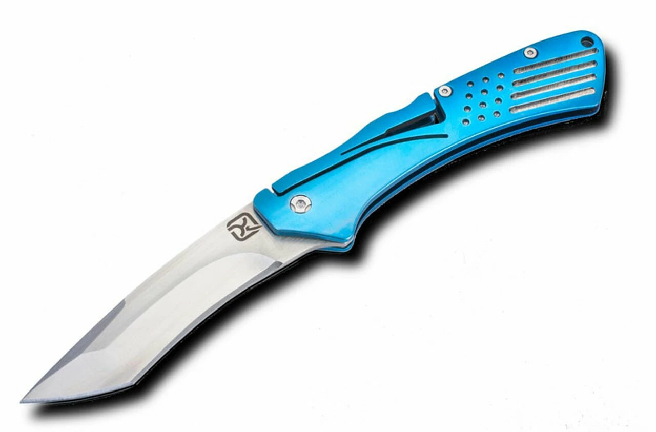 Klecker Knives Klecker TG-14 Slice Folder,12C27 SS Blade, 2Cr13 SS Plated Blue Handle 1 Klecker Knives Klecker TG-14 Slice Folder,12C27 SS Blade, 2Cr13 SS Plated Blue Handle