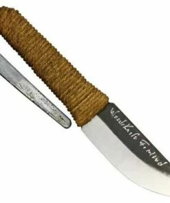 Kellam Fixed Blade Knife. 4 5/8" overall. 2 1/8" hand forged carbon steel blade. Sisal wrapped handle.