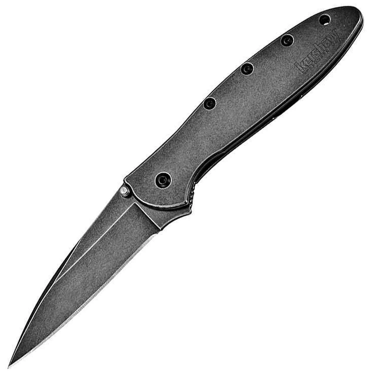 Kershaw Knives Kershaw 1660BLKW Leek, 3" Sandvik 14C28N Blackwash Plain Blade, Blackwash 410 SS Handle 1 Kershaw Knives Kershaw 1660BLKW Leek, 3" Sandvik 14C28N Blackwash Plain Blade, Blackwash 410 SS Handle