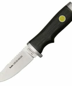 Linder Handlelight, 3 1/2" ATS-34 Stainless Drop Point Blade, w/ Black Leather Belt Sheath