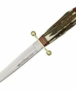 Linder Dagger, 5" 440 Stainless Dagger Blade, Brown Leather Sheath w/ Silver Finish Metal Trim