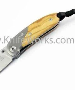 LionSteel Lion Steel Mini, Olive Wood Handle, Plain Edge