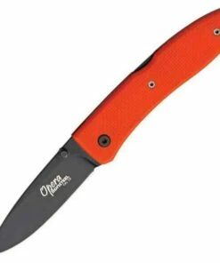 LionSteel lion STEEL Opera Folding Knife, Orange G-10 Handle, Black Blade, Plain Edge