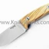 LionSteel Lion Steel M2 Fixed Blade Hunting Knife, Olive Wood Handle, w/ Leather Sheath