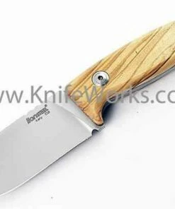 LionSteel Lion Steel M2 Fixed Blade Hunting Knife, Olive Wood Handle, w/ Leather Sheath